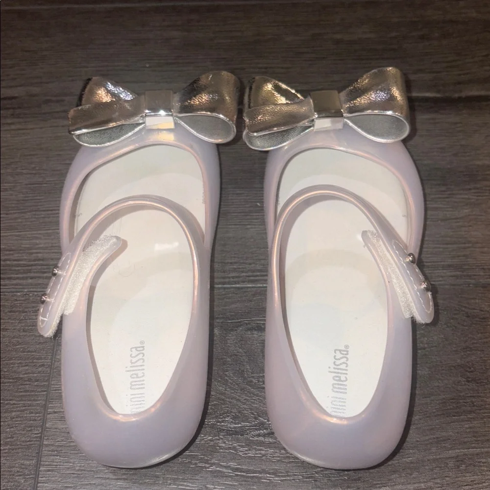 Mini Melissa Clear Jelly Mary Jane with Silver Bow